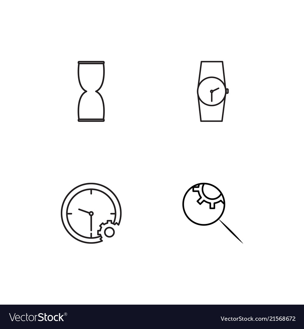 Time linear icons set simple outline