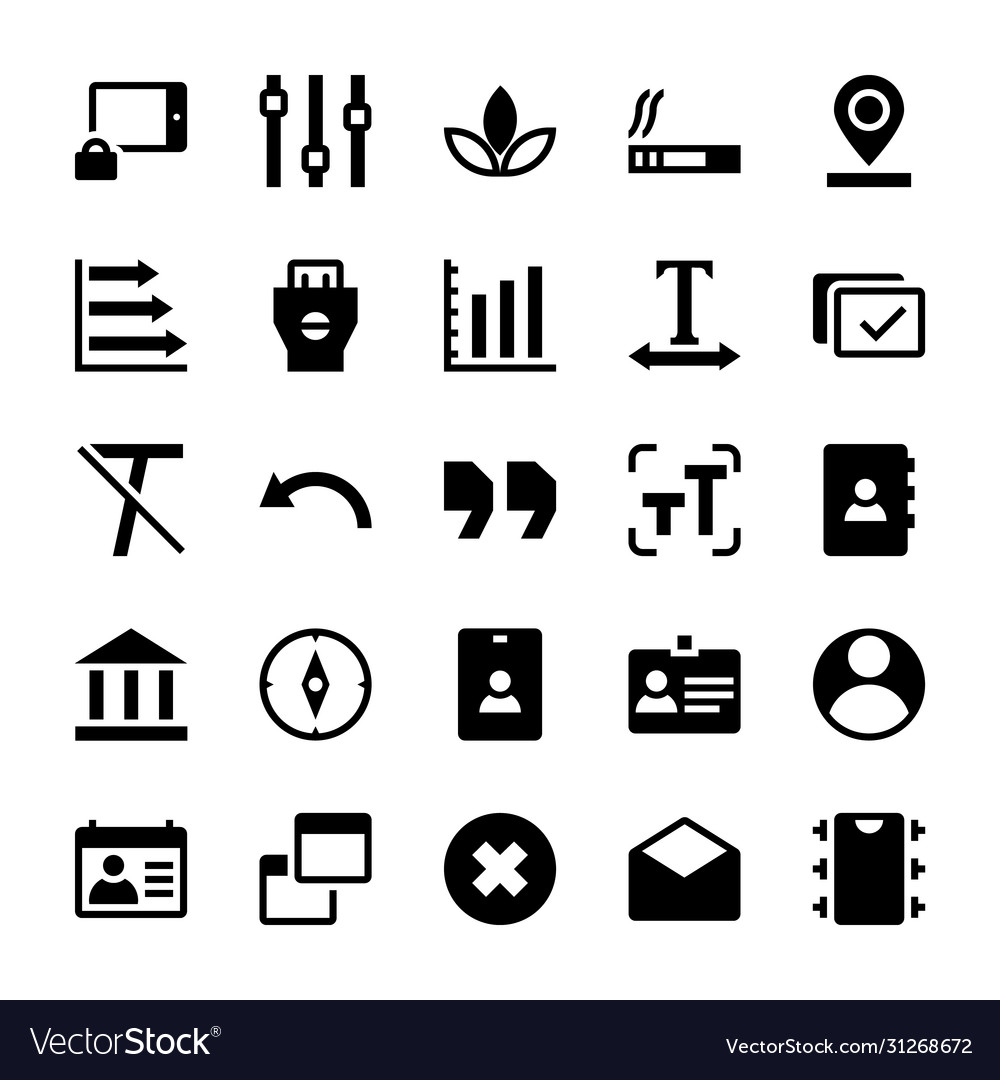 User interface icons collection in glyph design