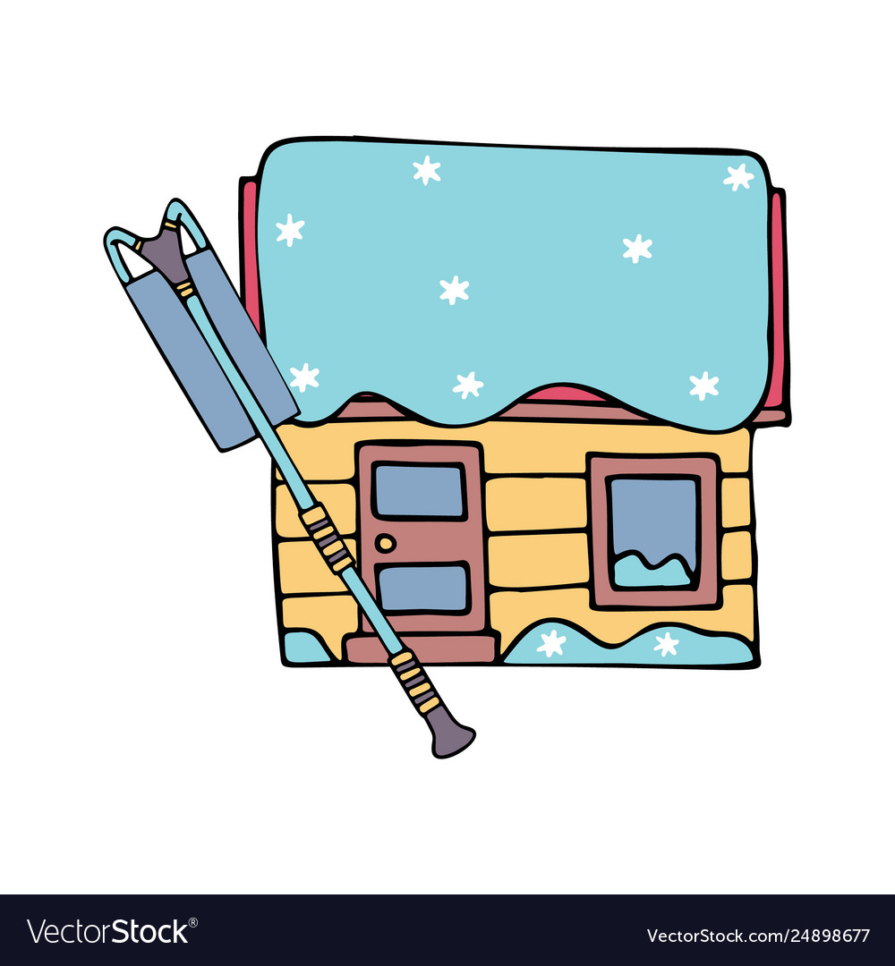 A Picture House With Snow On Roof And Roof Rake Vector Image A Picture House With Snow On Roof And Roof Rake Vector Image