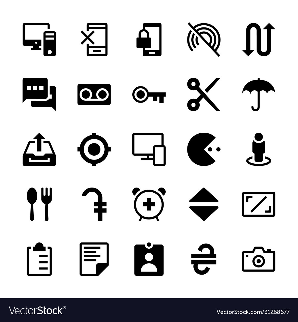 A set user interface glyph icons