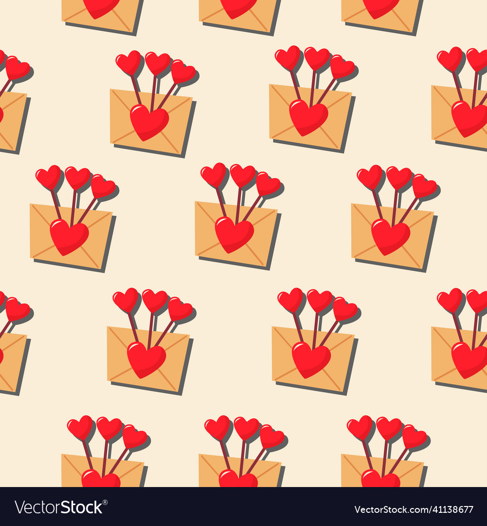 An envelope with hearts on a stick pattern
