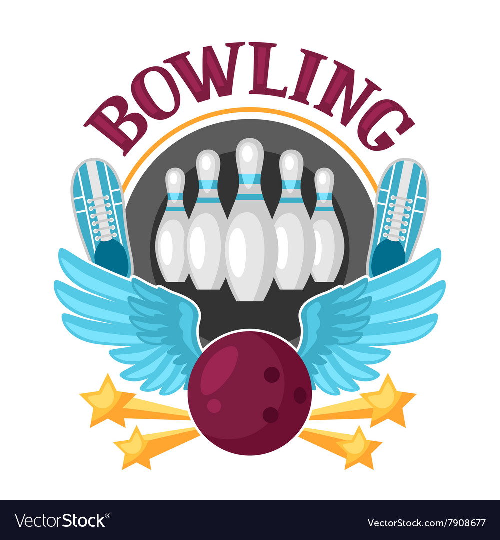 Bowling emblem with game objects image