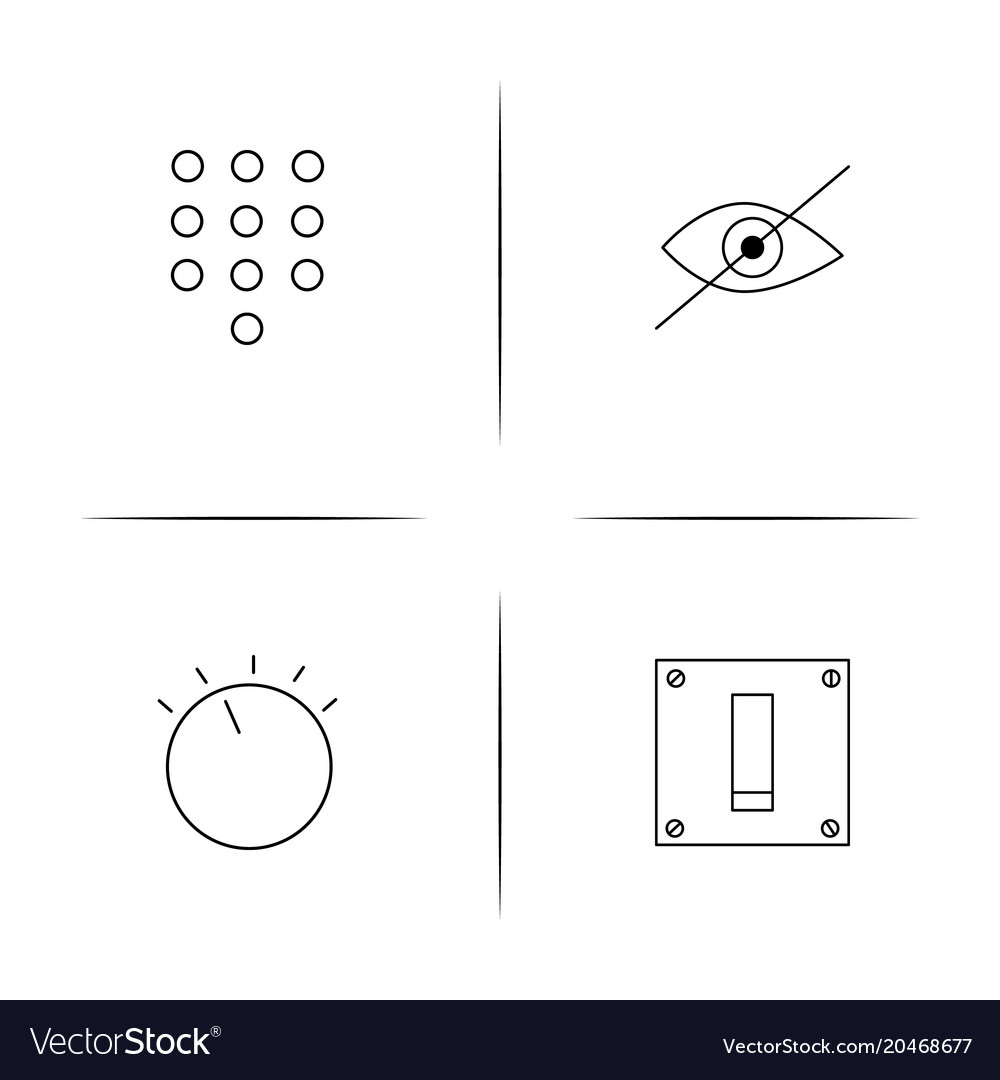 Buttons simple linear icons set outlined