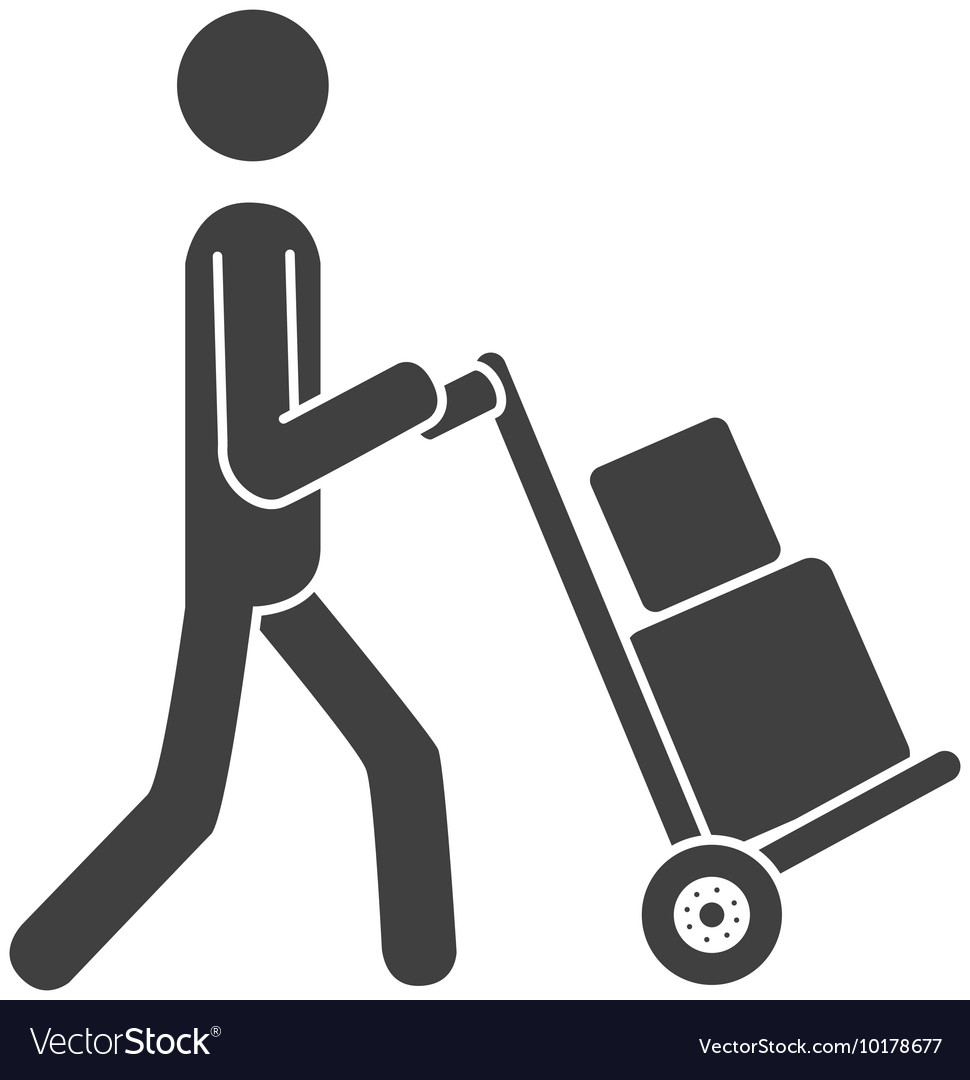 Courier wheelbarrow box icon Royalty Free Vector Image