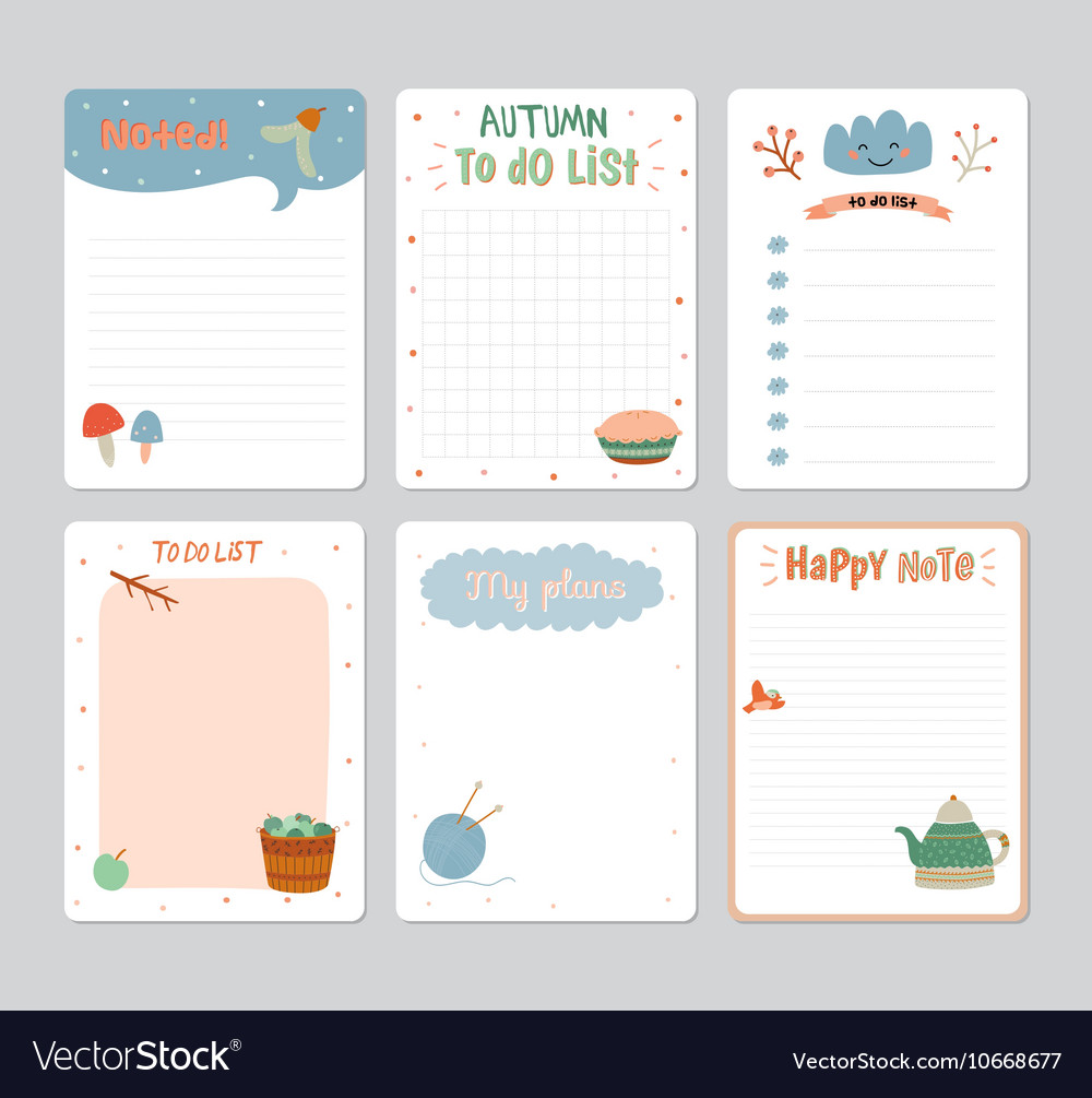 Cute daily calendar and to do list template Vector Image