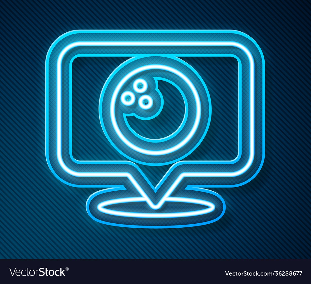 Glowing neon line map pointer with bowling ball vector image Glowing neon line map pointer with bowling ball