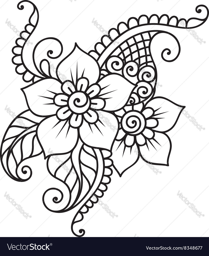 Hand Drawn Abstract Henna Mehndi Flower Ornament Vector Image   Hand Drawn Abstract Henna Mehndi Flower Ornament Vector 8348677 