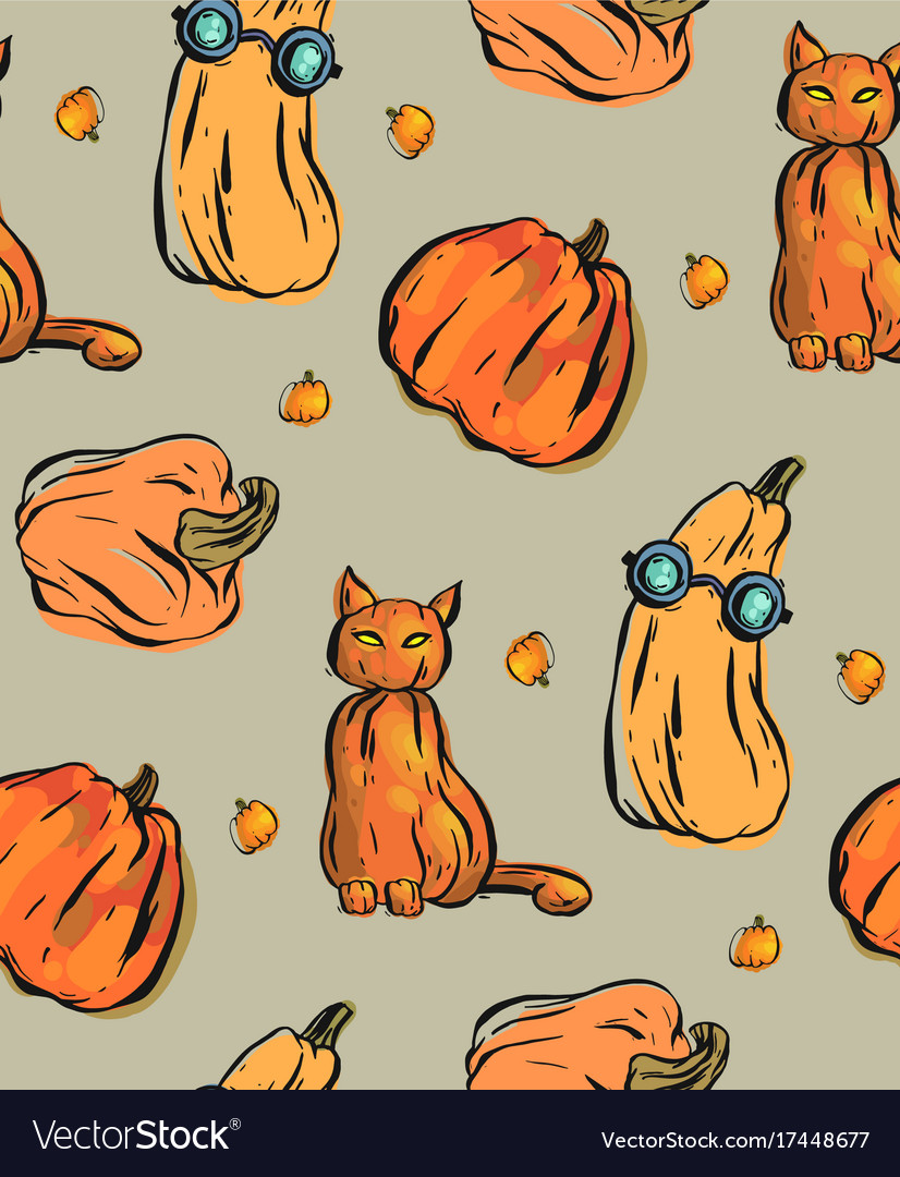 Hand drawn seamless pattern with different