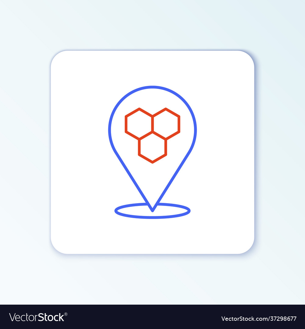 Line honeycomb bee location map pin pointer icon Vector Image Line honeycomb bee location map pin pointer icon