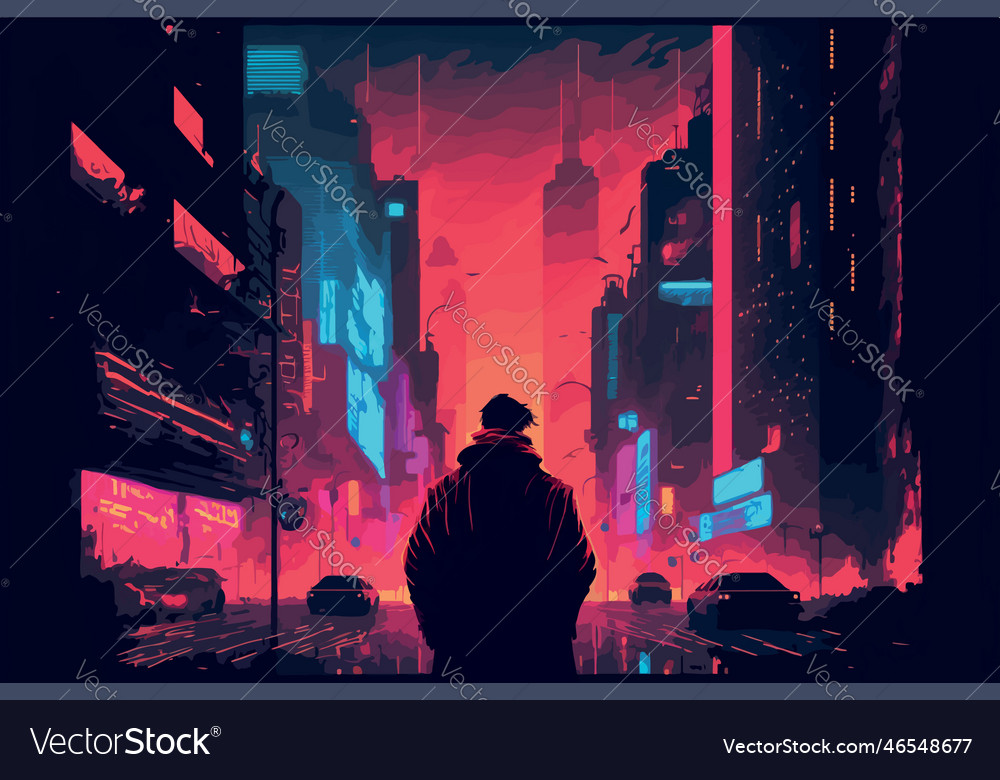 Cyberpunk City, Abstract Illustration, Futuristic City, Dystoptic