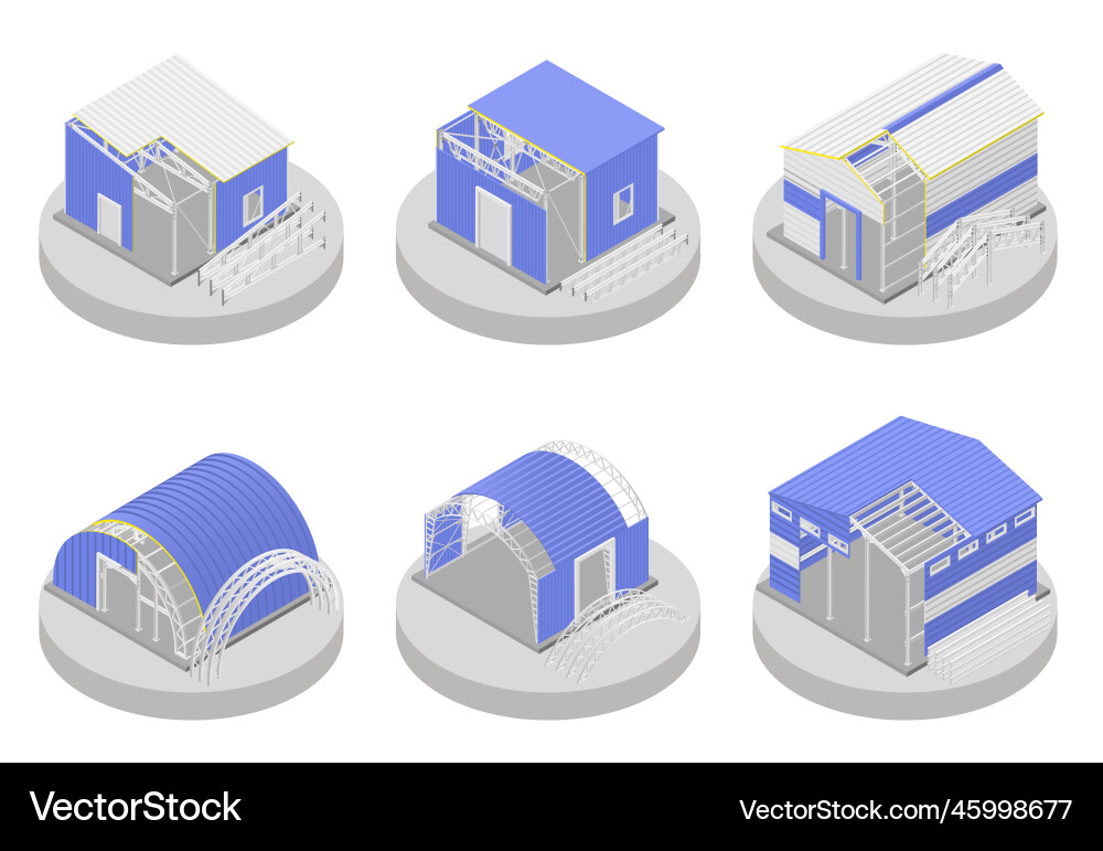 Metal construction isometric compositions Vector Image
