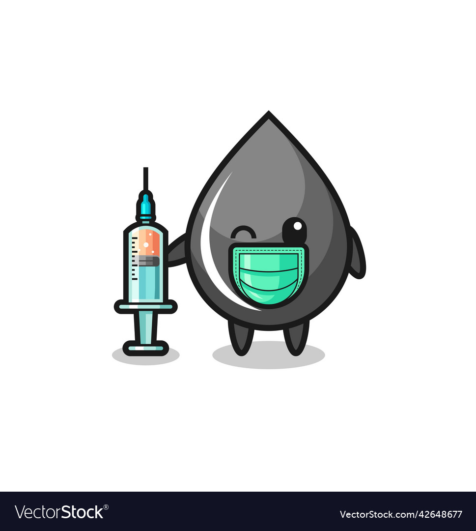 Oil drop mascot as vaccinator