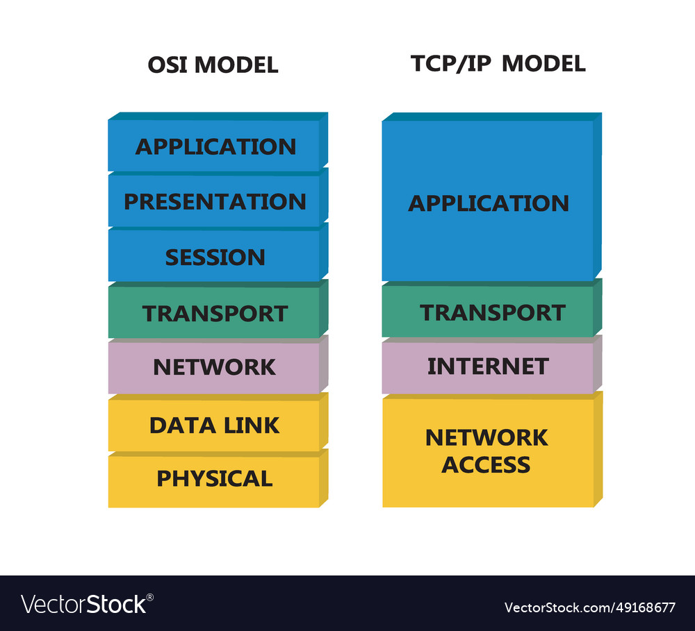 Osi and tcp model vector image Osi and tcp model