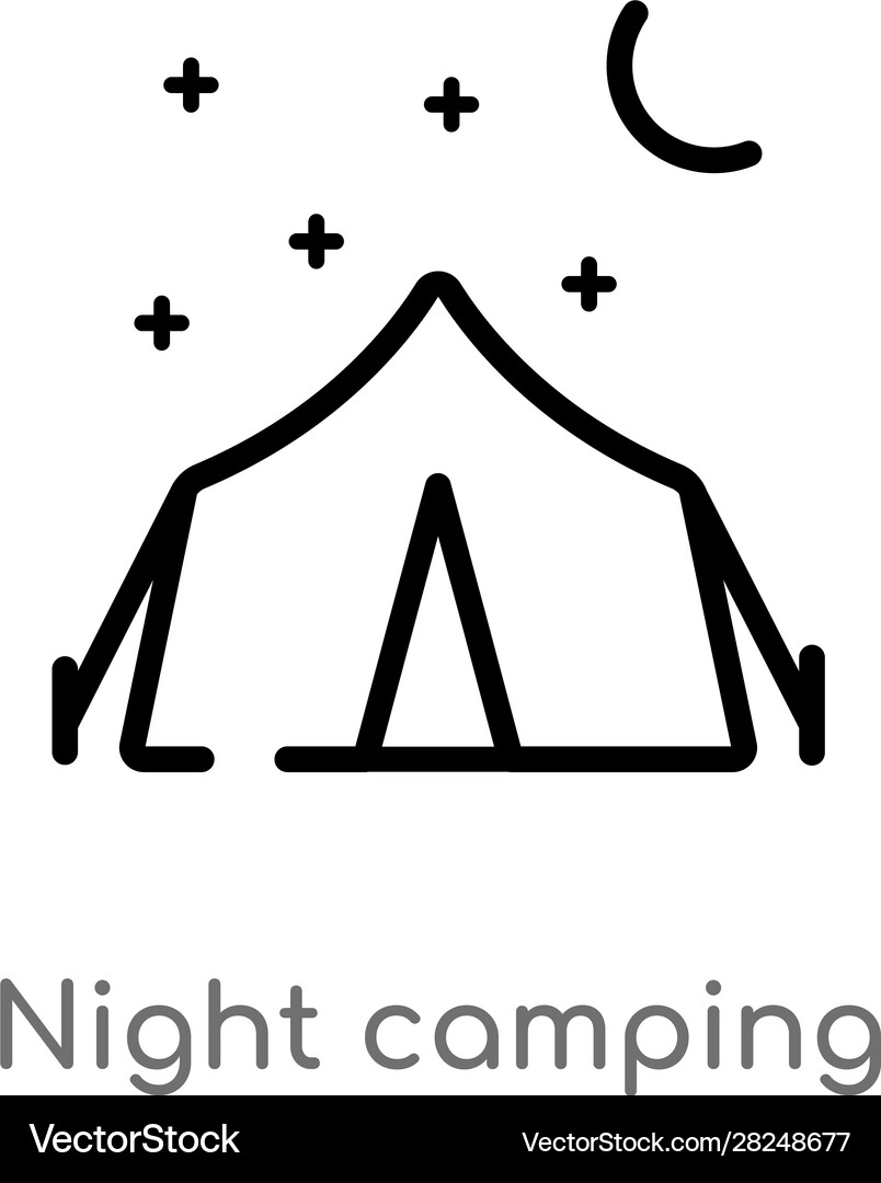 Outline night camping icon isolated black simple Vector Image