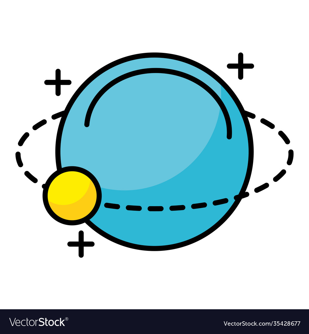 Planet mit einem Satelliten-Orbit um die Linie