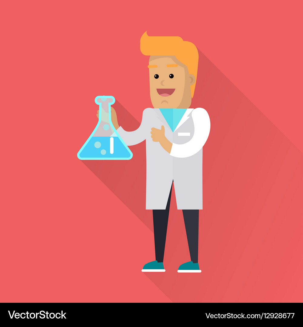 Scientist at work flat style Royalty Free Vector Image