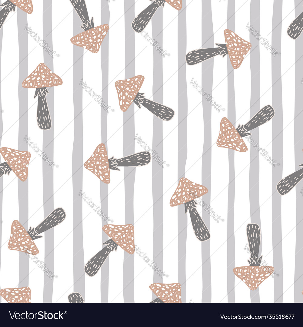 Seamless random pale pattern with mushroom simple