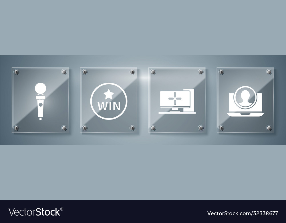 Set create account screen computer monitor medal vector image Set create account screen computer monitor medal