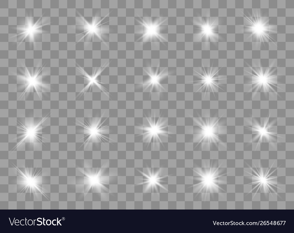 Set glowing light stars