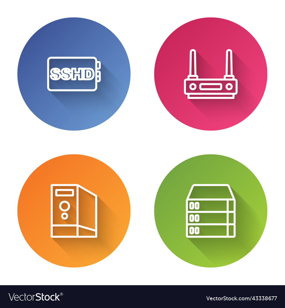 Set line sshd card router and wi-fi signal case vector image Set line sshd card router and wi-fi signal case