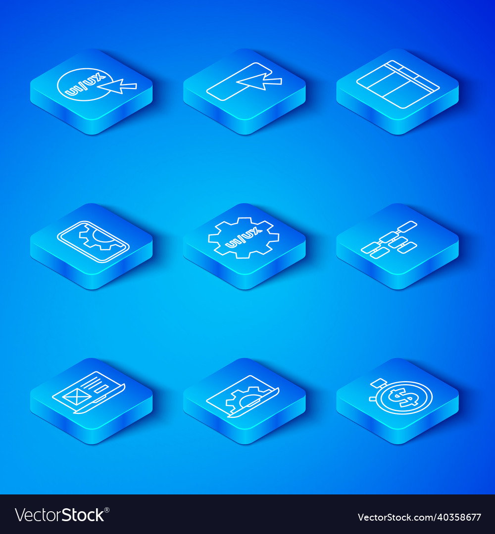 Set line ui or ux design web development site vector image Set line ui or ux design web development site