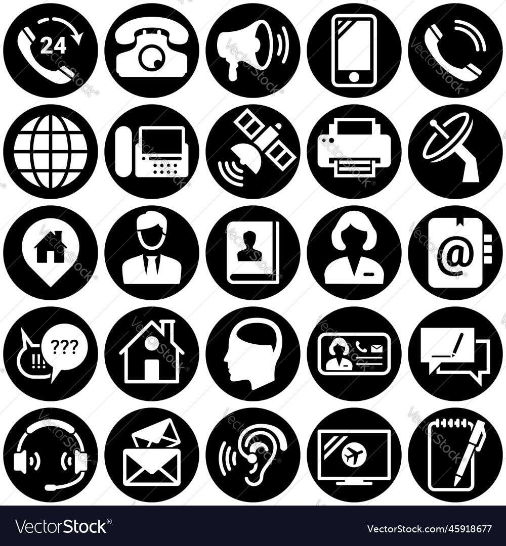 Set of simple icons on a theme contact connection vector image Set of simple icons on a theme contact connection