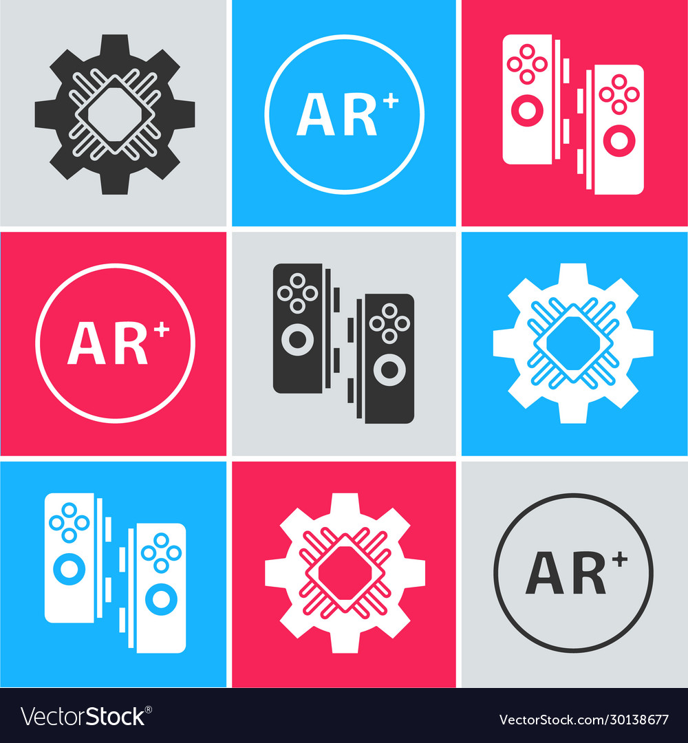 Set processor ar augmented reality and gamepad vector image Set processor ar augmented reality and gamepad