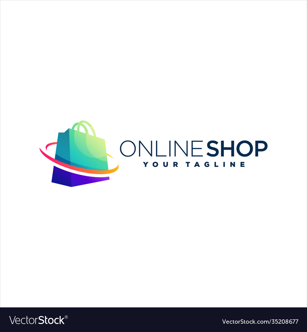 Shopping bag gradient logo design Royalty Free Vector Image