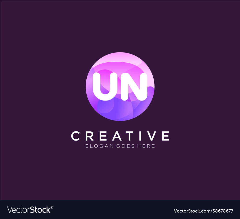 Un initial logo with colorful circle template