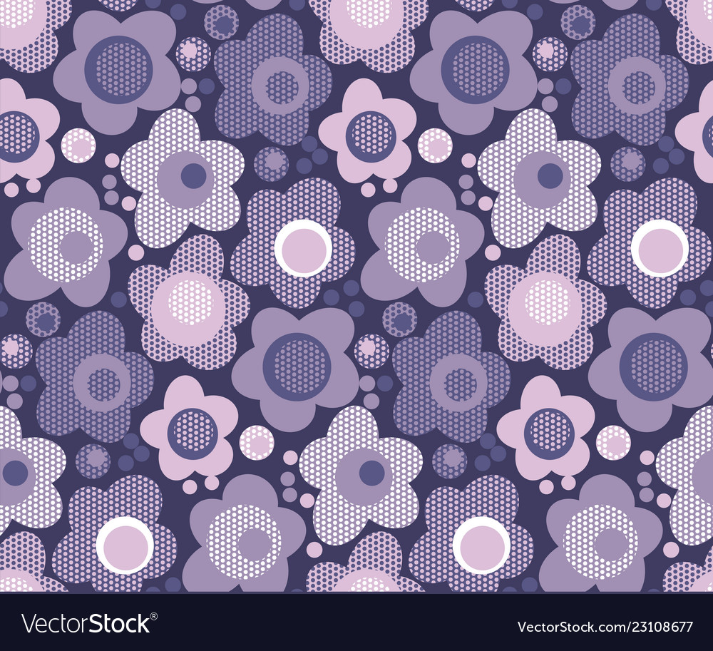 Violet blooming flowers color seamless pattern