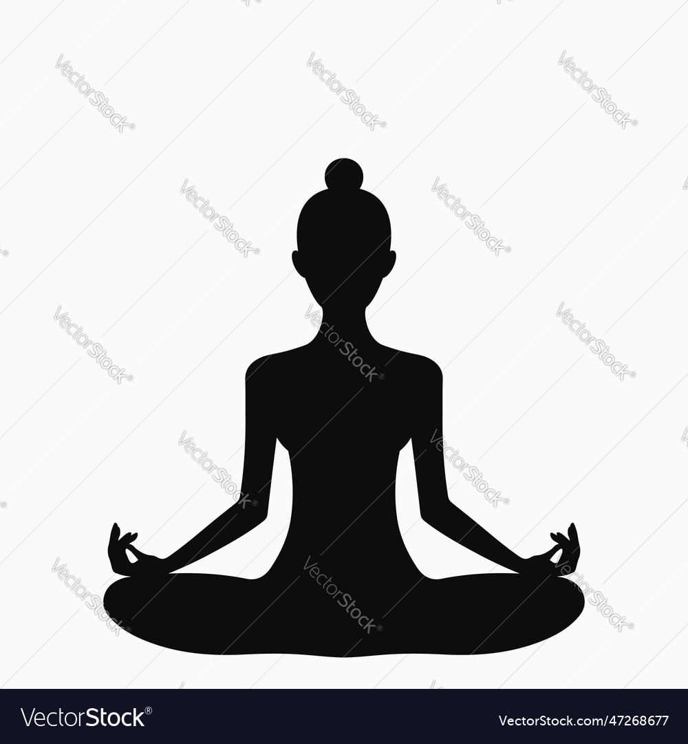 Young woman doing yoga workout black silhouette Vector Image