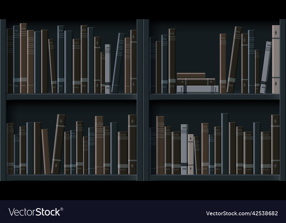 3d old books on bookshelves seamless pattern Vector Image