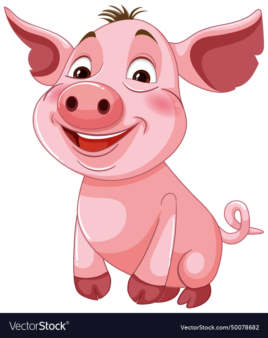 A happy pink piglet smiling in a graphic Vector Image