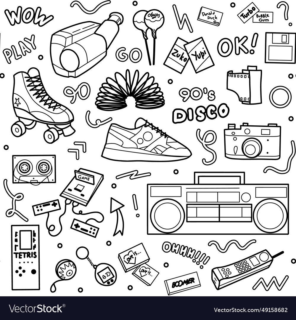 Abstract seamless pattern in 90s style