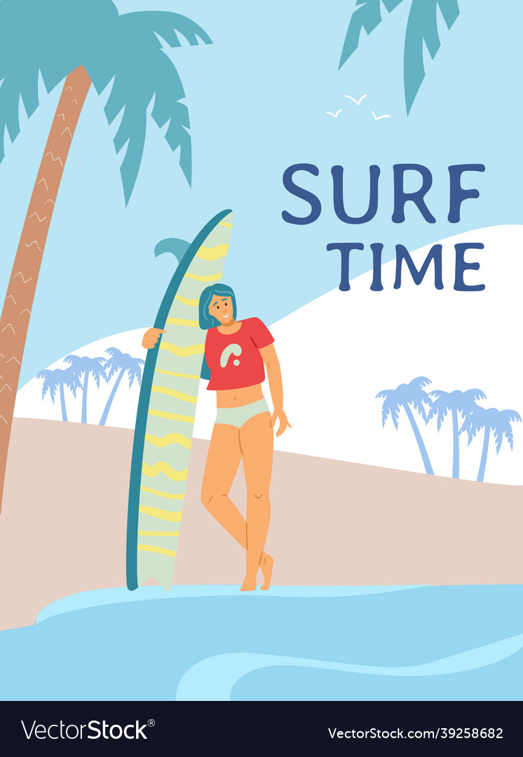 Banner or poster with surfer and motivational