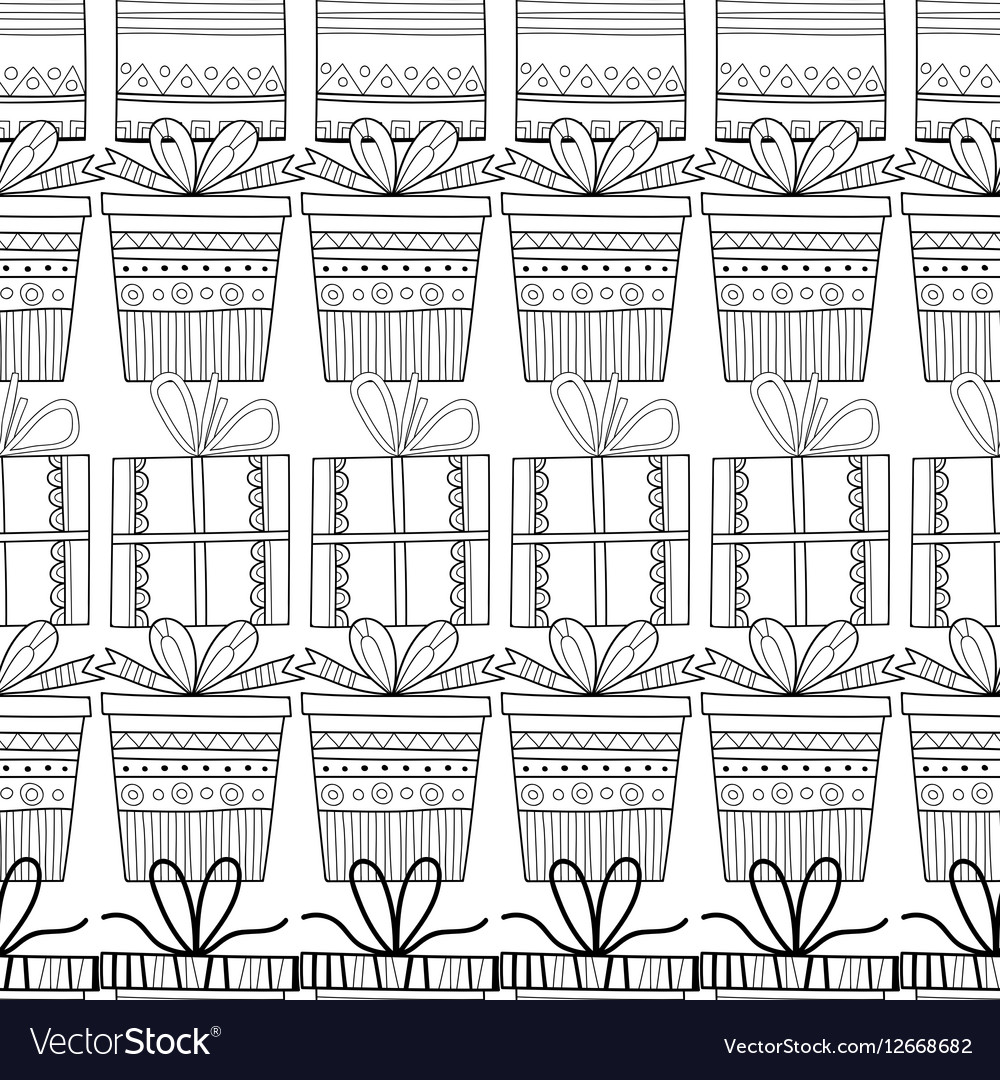Schwarze und weiße nahtlose Muster mit Geschenkboxen