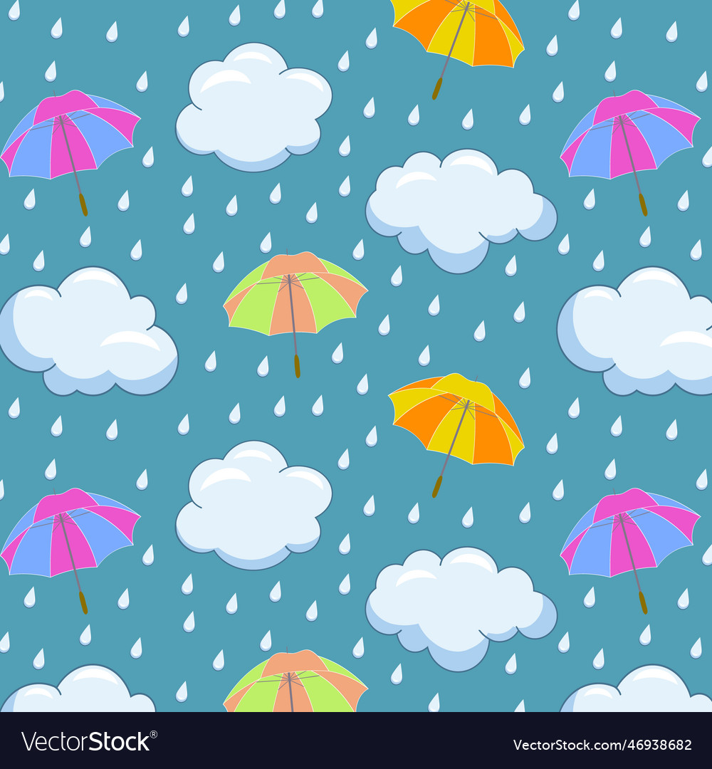 Clouds and umbrellas in a pattern Vector Image Clouds and umbrellas in a pattern