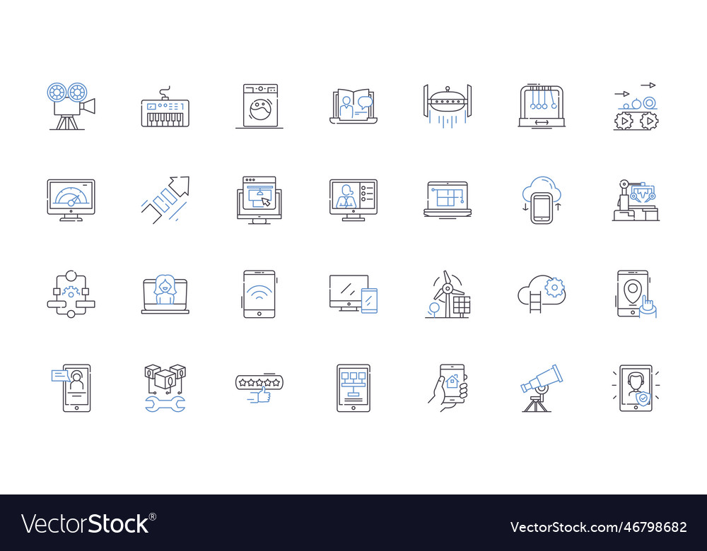 Cognitive computing line icons collection vector image Cognitive computing line icons collection