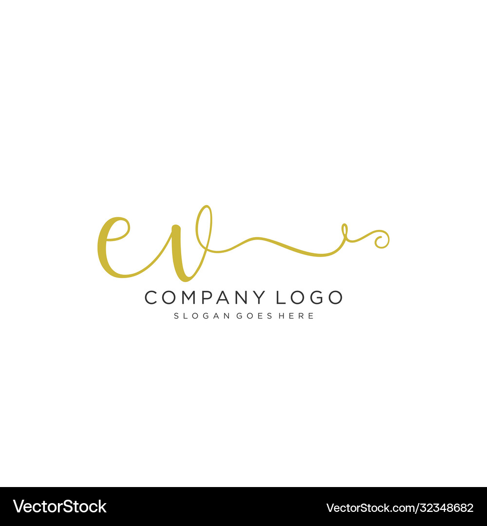 Ev initial handwriting logo design Royalty Free Vector Image