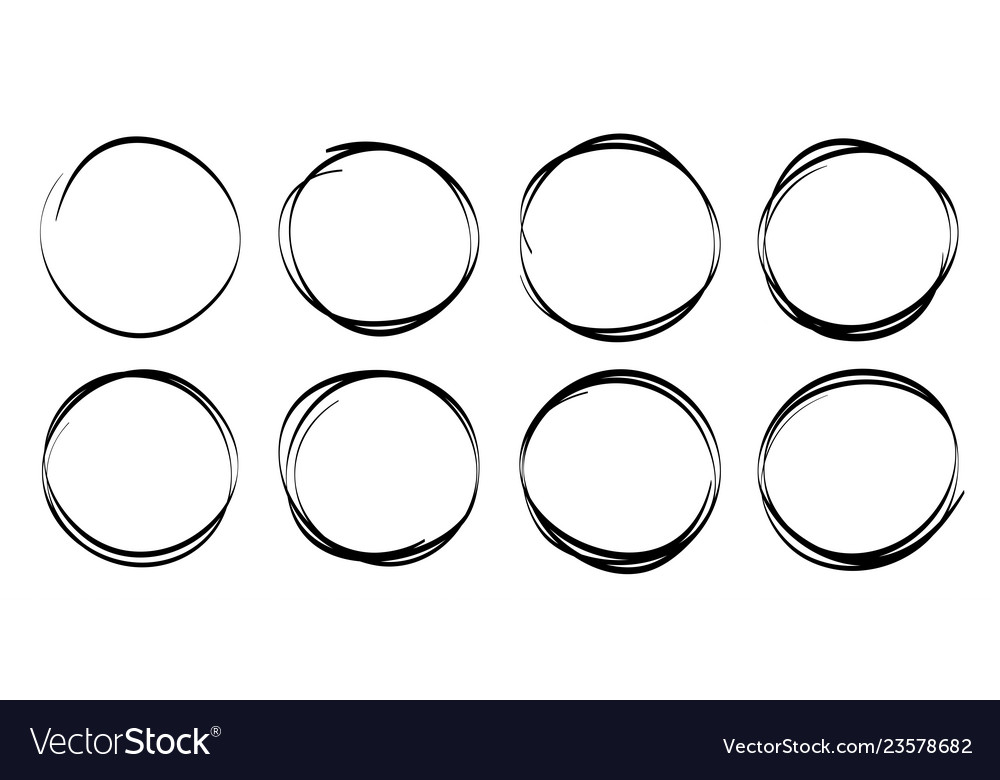 Hand Drawn Circles Sketch Frame Set Royalty Free Vector