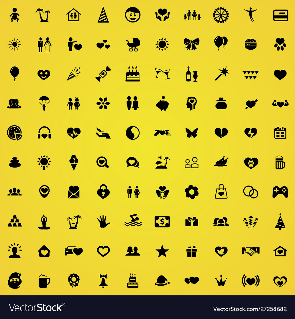 Happiness 100 icons universal set for web and ui
