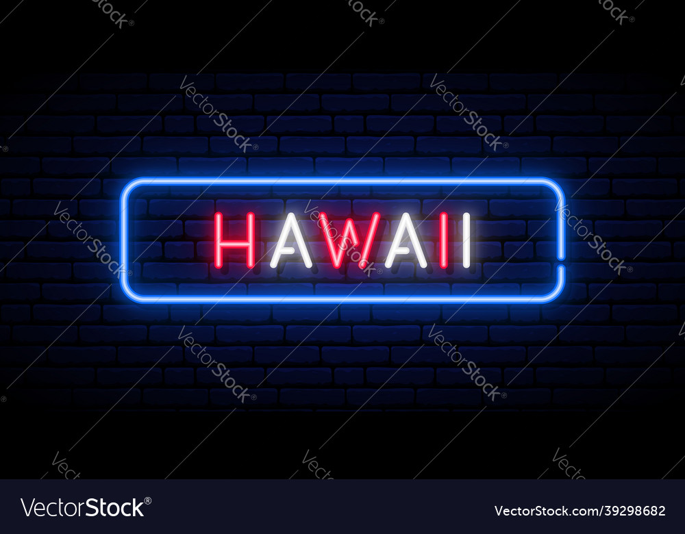 Hawaii neon signboard glowing banner