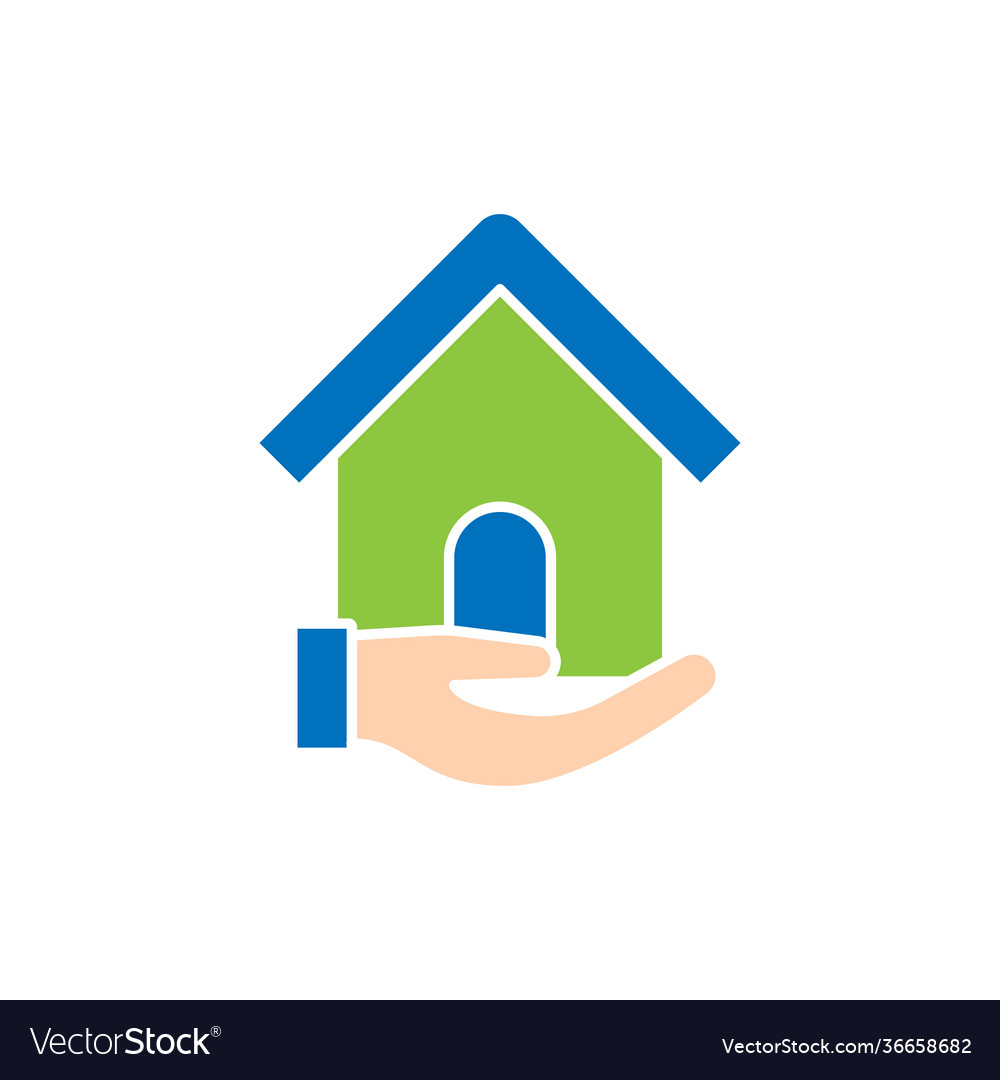 Home with hand logo icon design with hand Vector Image