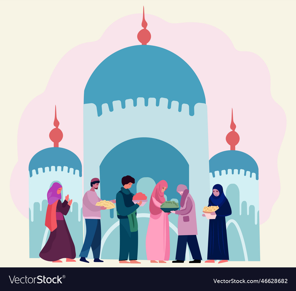 Joyful muslim community and celebrating together Vector Image