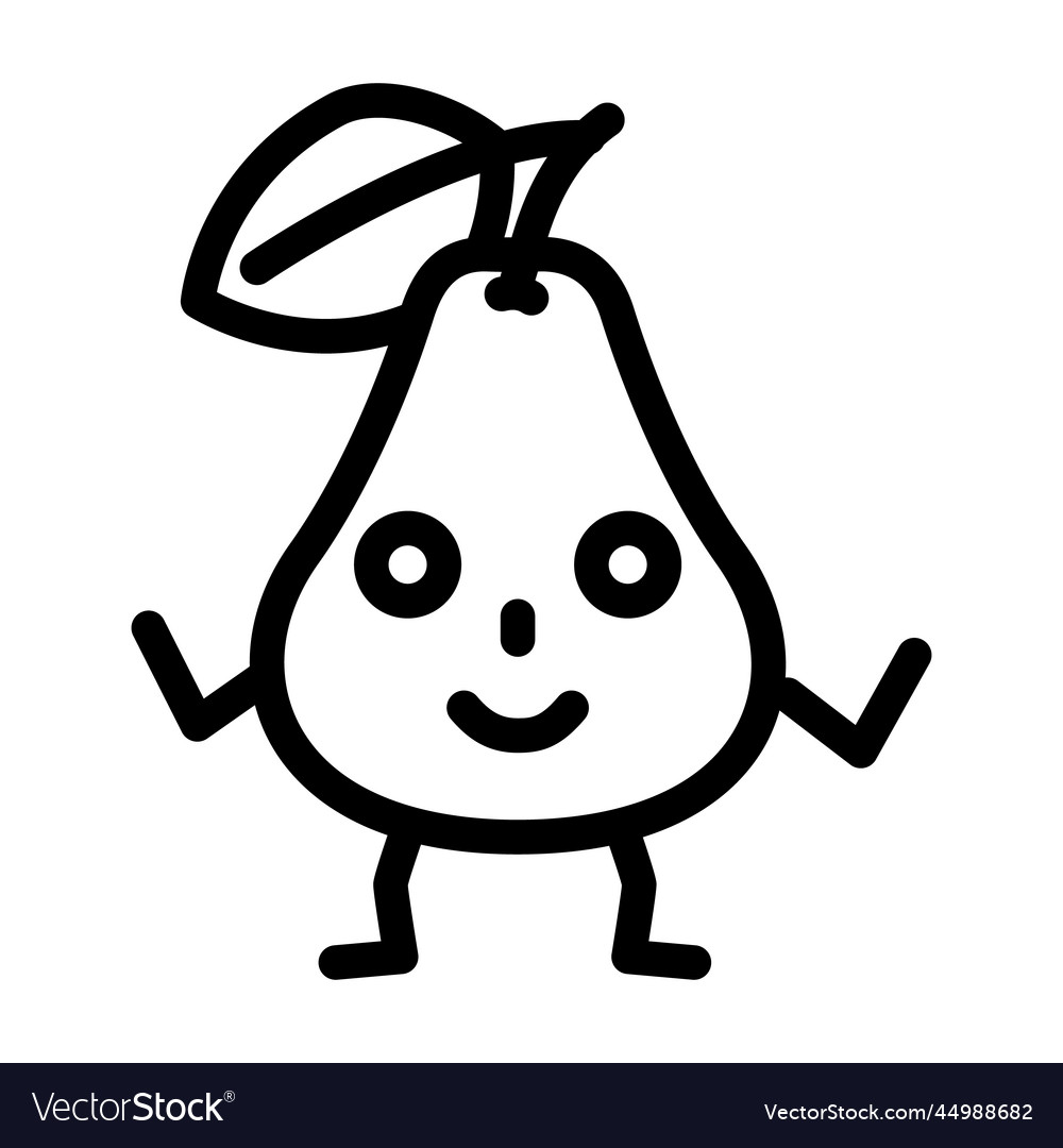 Pear character line icon