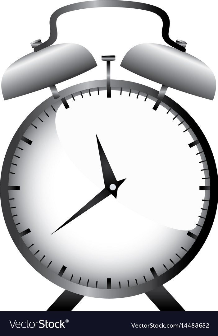 Realistic graphic with gray alarm clock Royalty Free Vector