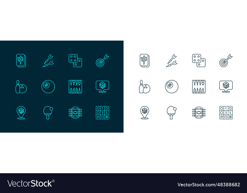 Set line classic dart board and arrow racket vector image Set line classic dart board and arrow racket