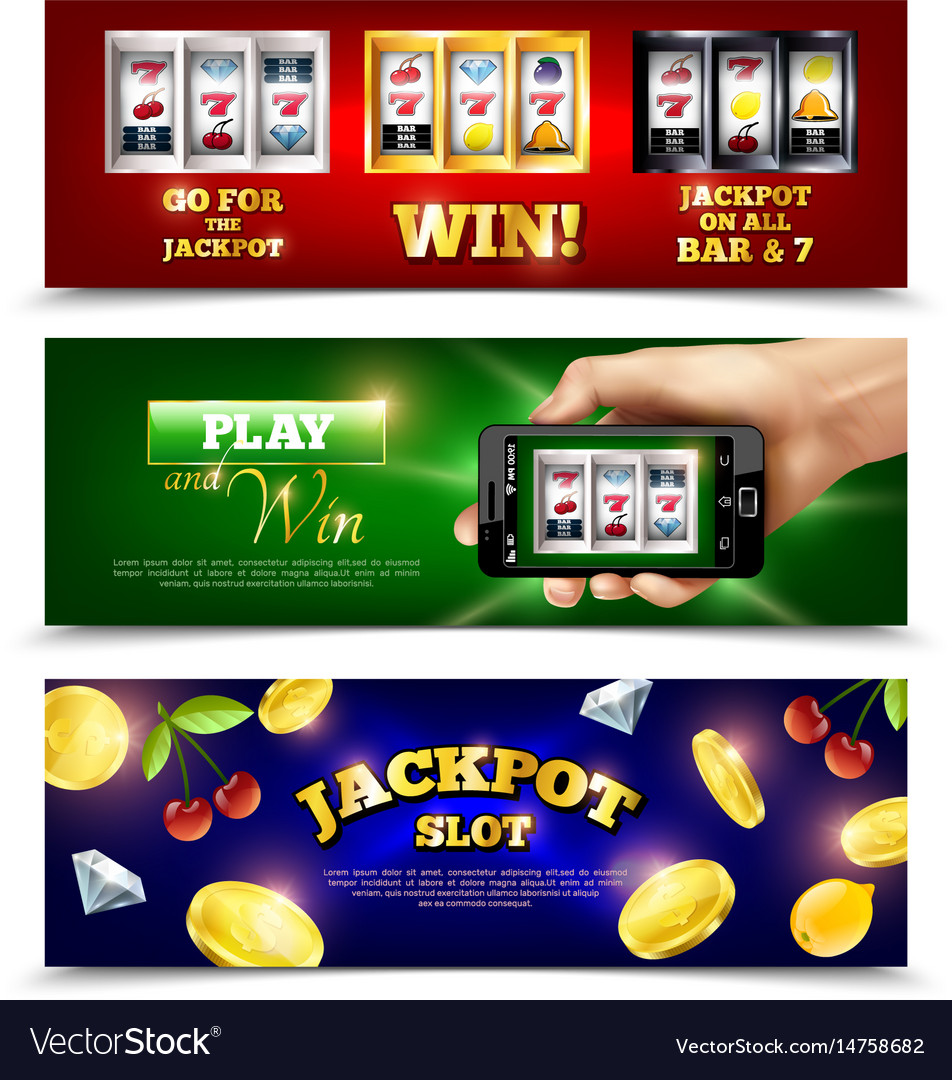 Online slot games machine banner Royalty Free Vector Image