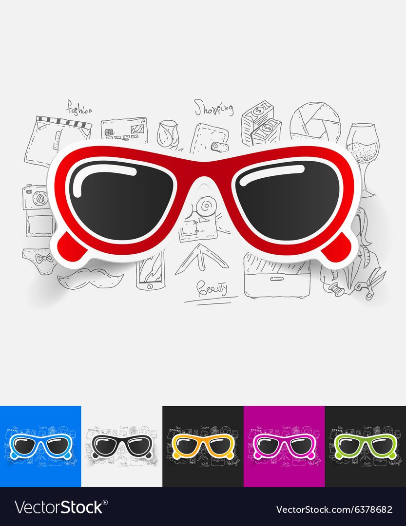 Sunglasses paper sticker with hand drawn elements