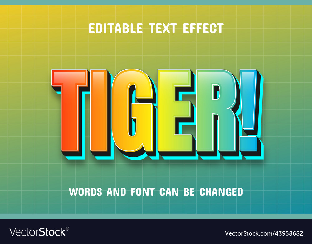 Tiger gradient text effect vector image Tiger gradient text effect
